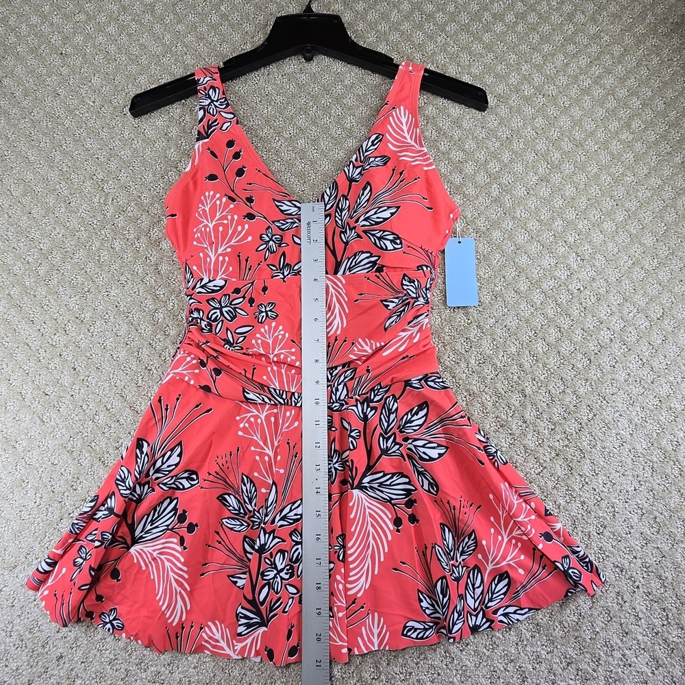 Yonique Swim Dress One Piece Swimsuit Women's Medium Coral Floral NWT - Picture 2 of 9